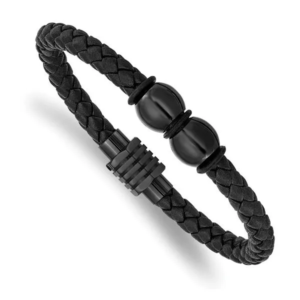BLACK LEATHER BRACELET Miller's Fine Jewelers Moses Lake, WA