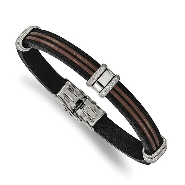 BLACK & BROWN LEATHER BRACELET Miller's Fine Jewelers Moses Lake, WA