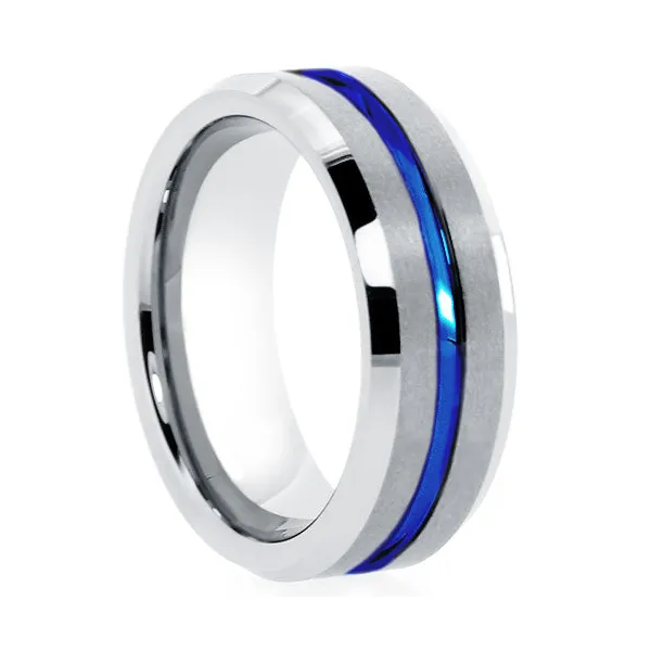 BLUE LINE TUNGSTEN BAND SIZE 7.5 Miller's Fine Jewelers Moses Lake, WA