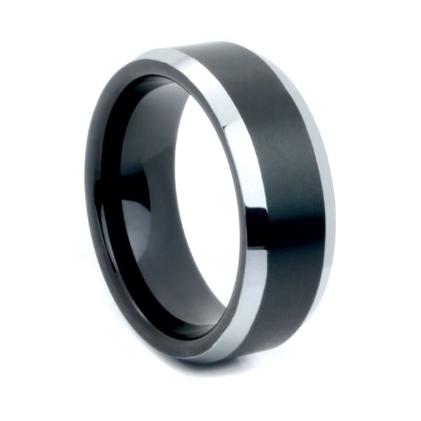 BLACK & SILVER TUNGSTEN BAND SIZE 12.5 Miller's Fine Jewelers Moses Lake, WA