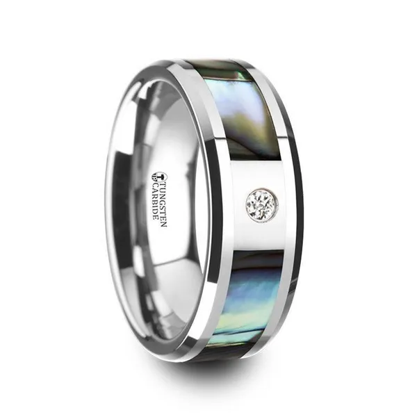 MOTHER OF PEARL & DIAMOND TUNGSTEN BAND Miller's Fine Jewelers Moses Lake, WA