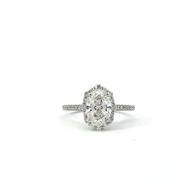 LAB GROWN DIAMOND OVAL FLOWER HALO RING Miller's Fine Jewelers Moses Lake, WA