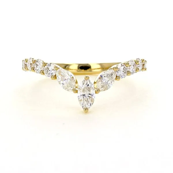 Yellow 14 Karat Contour Diamond Womens Wedding Band