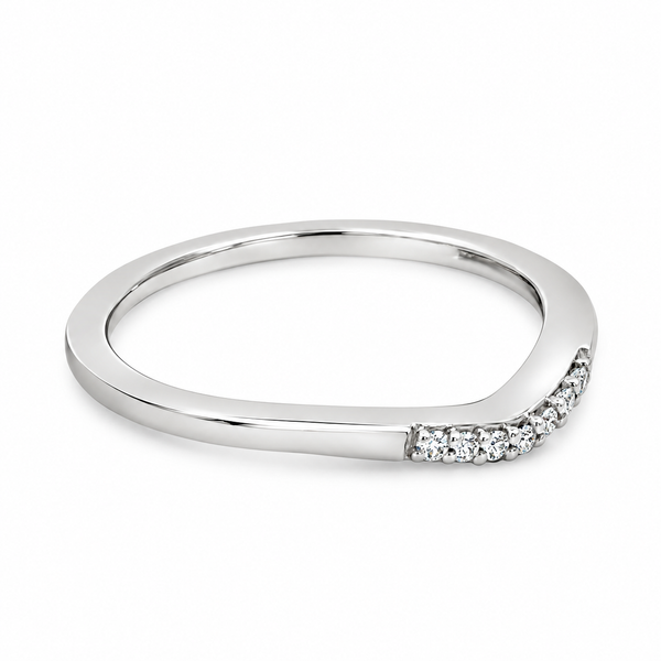 14K White Gold Diamond Contour Band - 0.04ctw Image 2 Miner's Den Jewelers Royal Oak, MI
