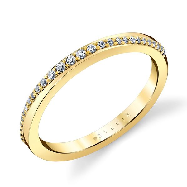 14K Yellow Gold Angled Diamond Band - 0.11ctw Image 2 Miner's Den Jewelers Royal Oak, MI