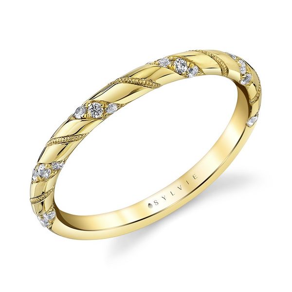 14K Yellow Gold Diamond Twist Band - 0.16ctw Image 3 Miner's Den Jewelers Royal Oak, MI
