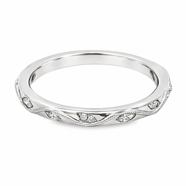 14K White Gold Organic Leaf Style Diamond Band - 0.22ctw Image 2 Miner's Den Jewelers Royal Oak, MI