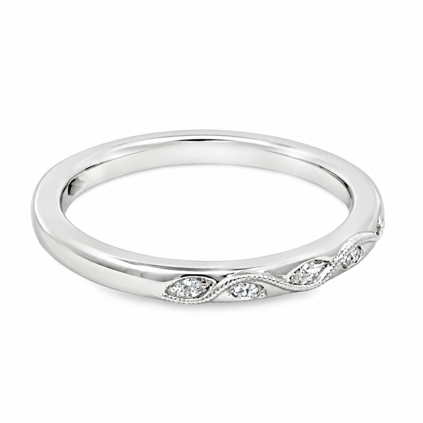 14K White Gold Organic Leaf Style Diamond Band - 0.22ctw Image 3 Miner's Den Jewelers Royal Oak, MI