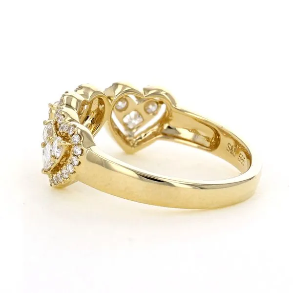Gold & Diamond Hearts Ring