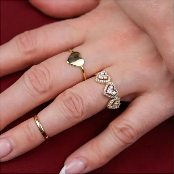 Gold & Diamond Hearts Ring