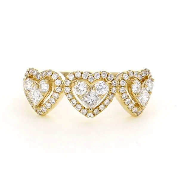 Gold & Diamond Hearts Ring