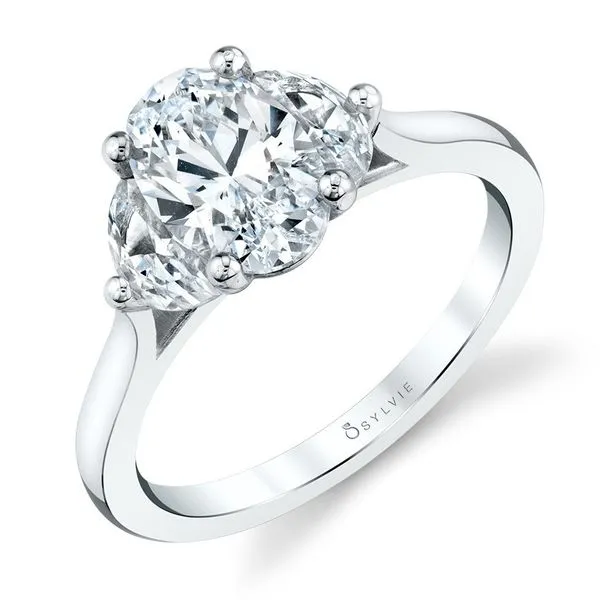 Half Moon Three Stone Engagement Ring Setting Miner's Den Jewelers Royal Oak, MI