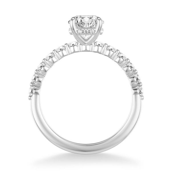 Shared Prong Hidden Halo Engagement Ring Image 3 Miner's Den Jewelers Royal Oak, MI