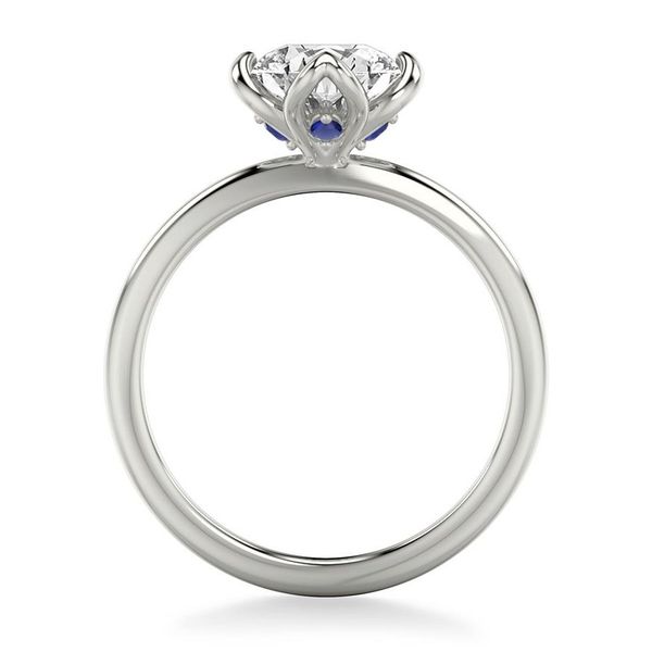 Solitaire Engagement Ring with Sapphire Accents Image 3 Miner's Den Jewelers Royal Oak, MI