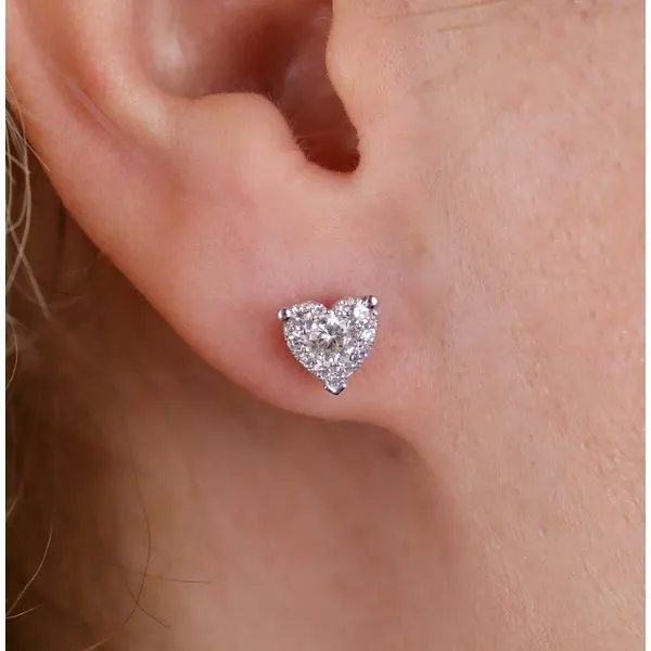 Diamond Heart Cluster Earrings