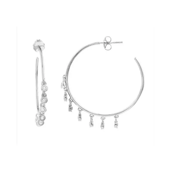 Hoop Earrings with Diamond Dangle Bezels