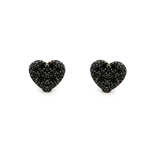 Black Diamond & 18K Heart Stud Earrings Miner's Den Jewelers Royal Oak, MI