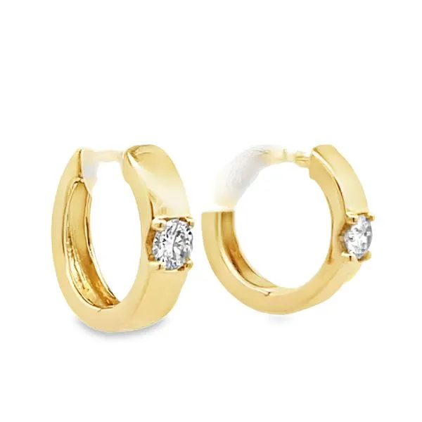 Diamond Huggie Hoop Earrings Image 2 Miner's Den Jewelers Royal Oak, MI