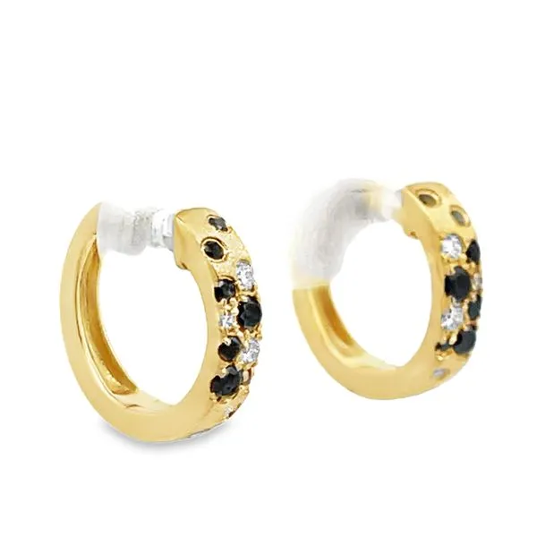 Black & White Diamond Huggie Earrings Miner's Den Jewelers Royal Oak, MI