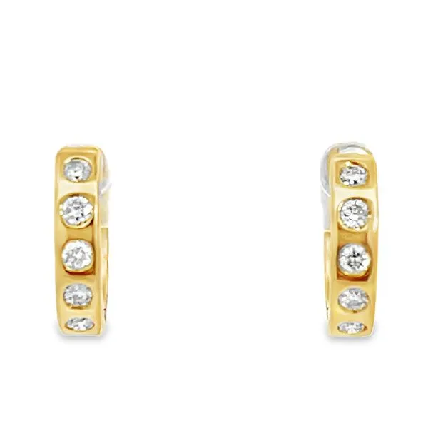 Flush Set Diamond Hoop Earrings Image 2 Miner's Den Jewelers Royal Oak, MI