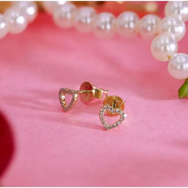 Petite Diamond Heart Earrings Image 2 Miner's Den Jewelers Royal Oak, MI