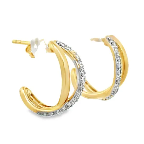 Criss Cross Diamond Hoop Earrings Image 2 Miner's Den Jewelers Royal Oak, MI