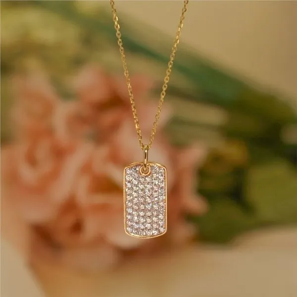 Diamond Dog Tag Necklace Image 2 Miner's Den Jewelers Royal Oak, MI