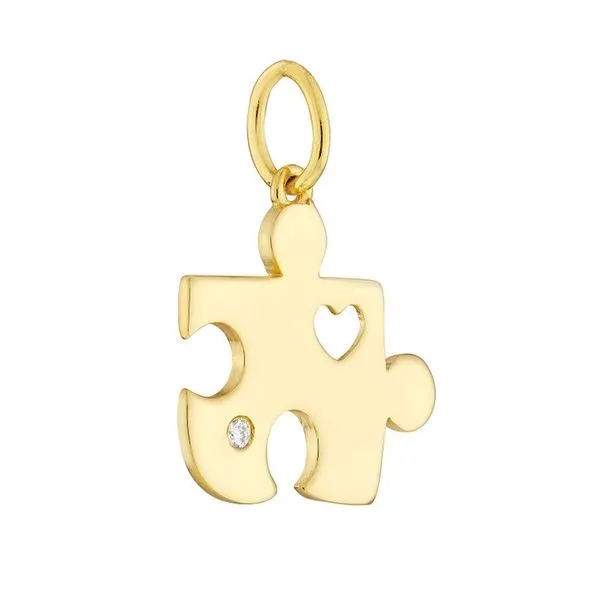 Puzzle Piece Heart Charm with 1pt Diamond Image 2 Miner's Den Jewelers Royal Oak, MI