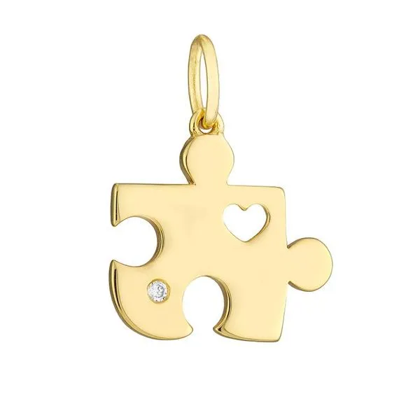 Puzzle Piece Heart Charm with 1pt Diamond Miner's Den Jewelers Royal Oak, MI