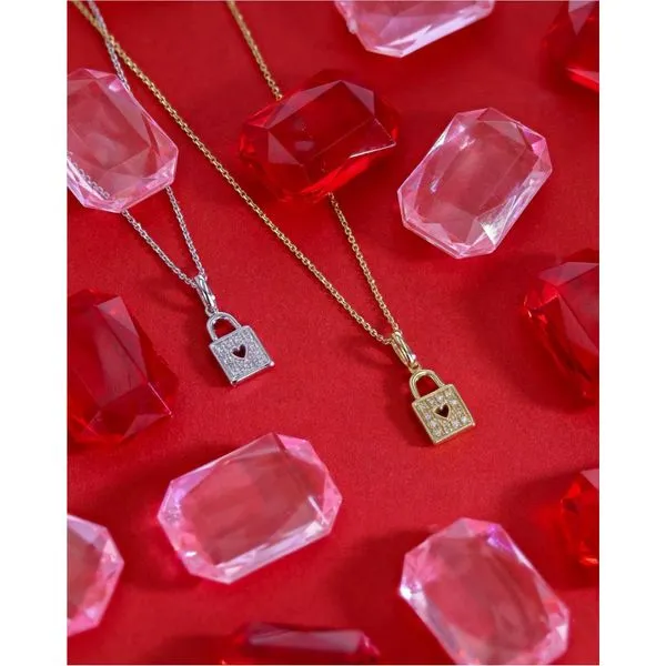 Mini Heart Lock Diamond Necklace Image 2 Miner's Den Jewelers Royal Oak, MI