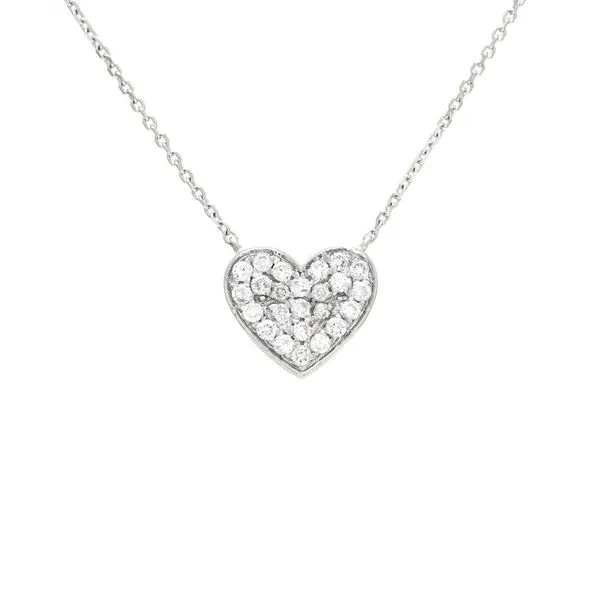 White Gold Heart Round Micro Pave Diamond Necklace Miner's Den Jewelers Royal Oak, MI