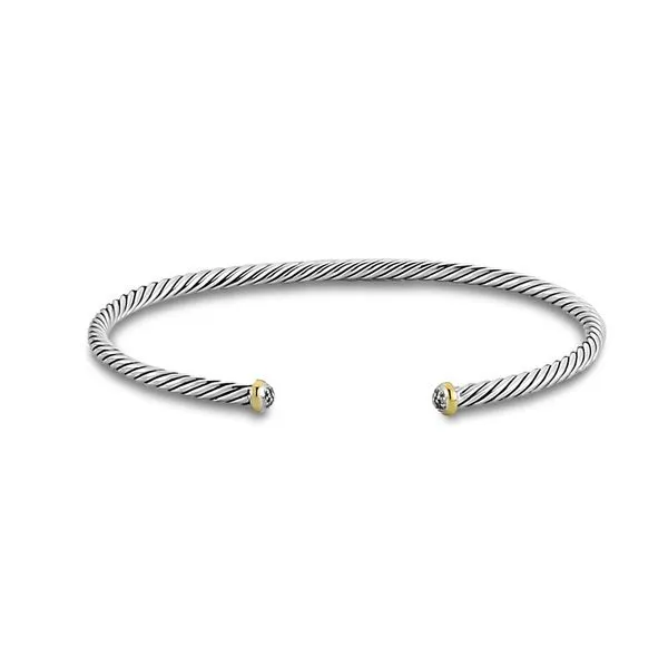 18K & Sterling Silver Samuel B. Diamond Twist Cable Bangle Bracelet Image 3 Miner's Den Jewelers Royal Oak, MI