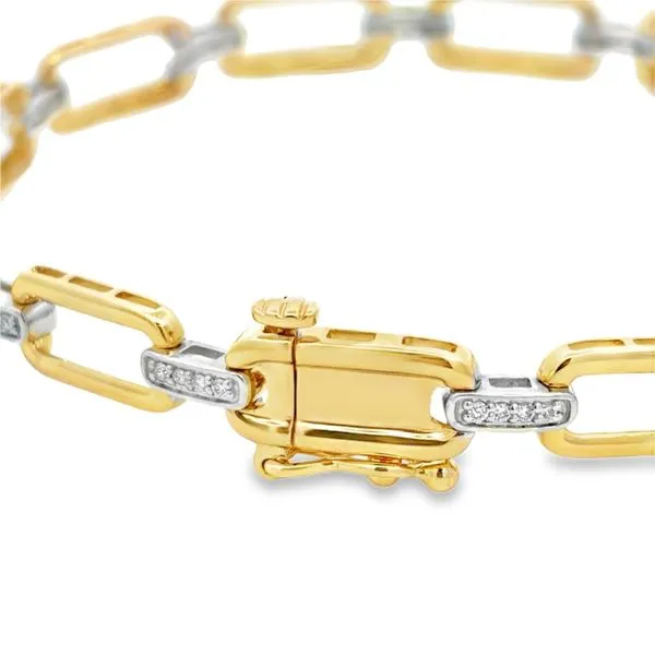Two Tone Diamond Paper Clip Bracelet Image 2 Miner's Den Jewelers Royal Oak, MI