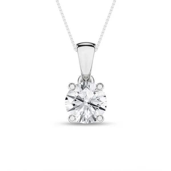 14K White Gold Solitaire Lab Grown Diamond Pendant –...