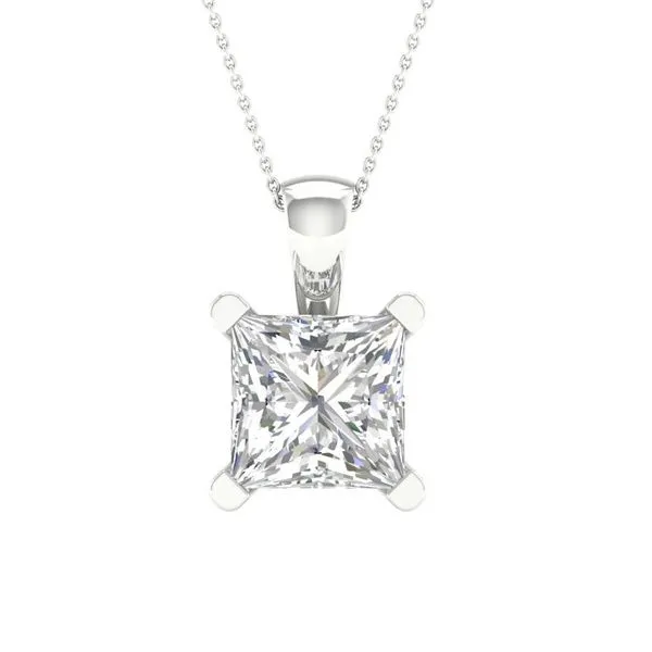 Princess Cut Lab Grown Diamond Solitaire Pendant – ...