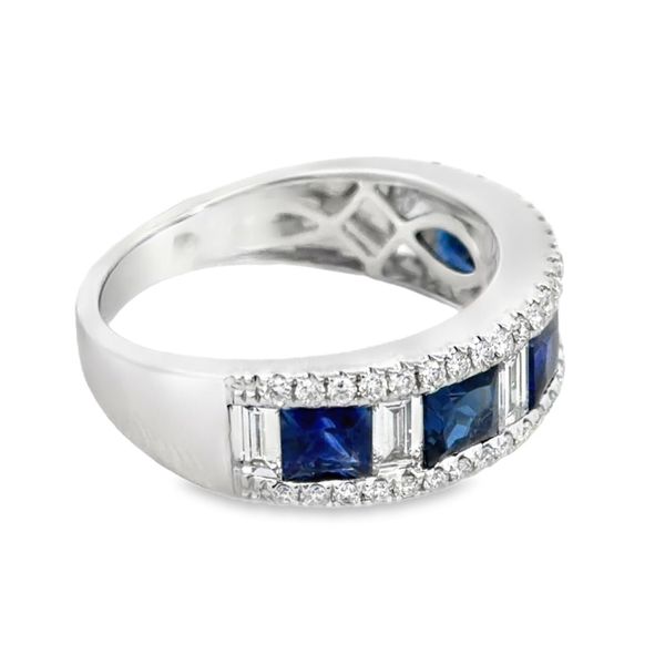 14K White Gold Modern Sapphire & Diamond Ring Image 2 Miner's Den Jewelers Royal Oak, MI
