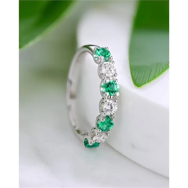 Emerald & Diamond Band Image 3 Miner's Den Jewelers Royal Oak, MI