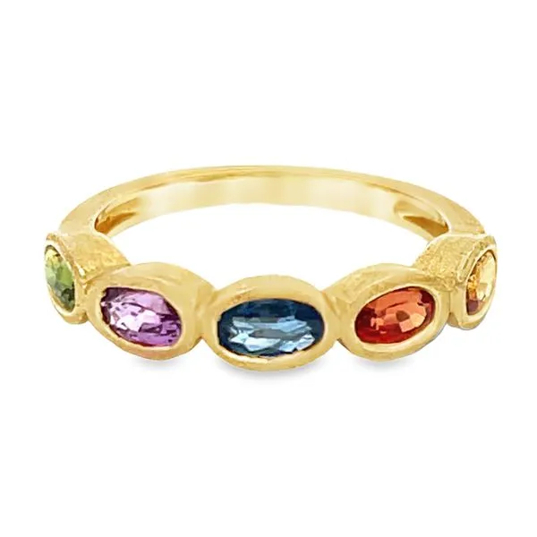 Rainbow Sapphire Bezel Ring