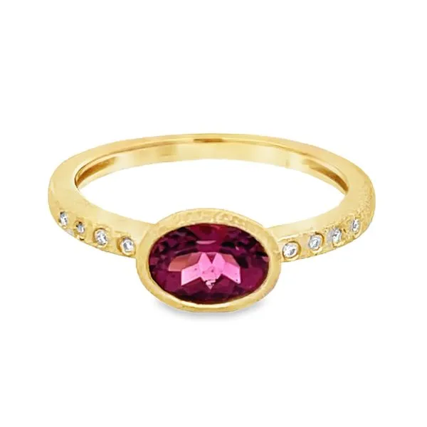 Pink Tourmaline & Diamond Bezel Ring