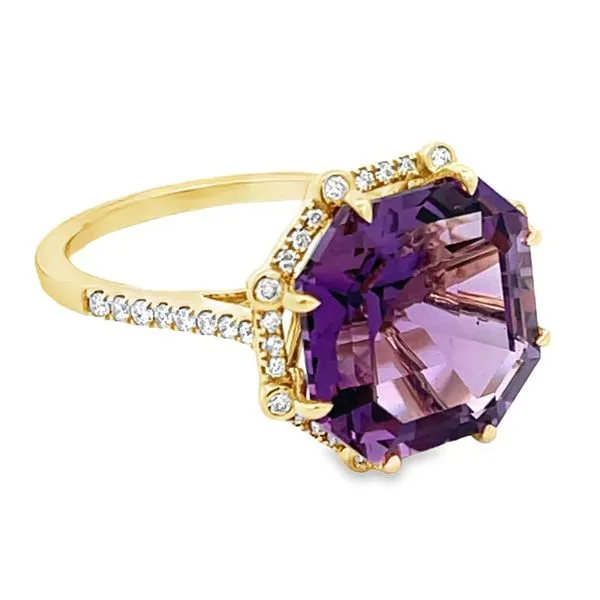 6.86ct Asscher Cut Amethyst Ring with 0.25ctw Diamonds
