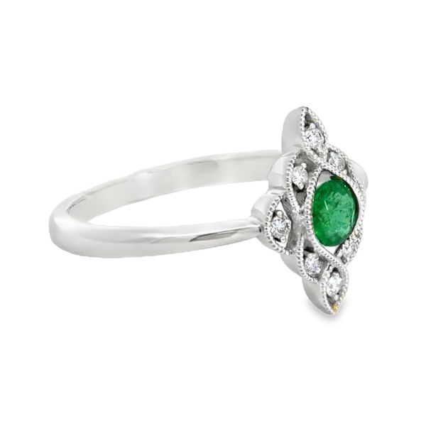 Emerald & Diamond Vintage Style Ring Image 2 Miner's Den Jewelers Royal Oak, MI