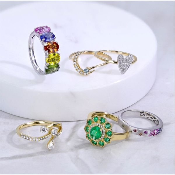 Rainbow Sapphire & Diamond Ring Image 3 Miner's Den Jewelers Royal Oak, MI