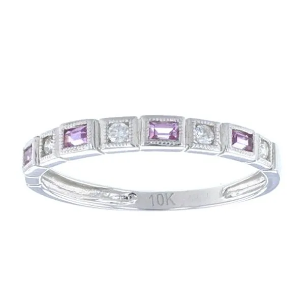 White 10 Karat Modern Stackable Ring with Pink Tourmalines and Round Diamonds similar item image