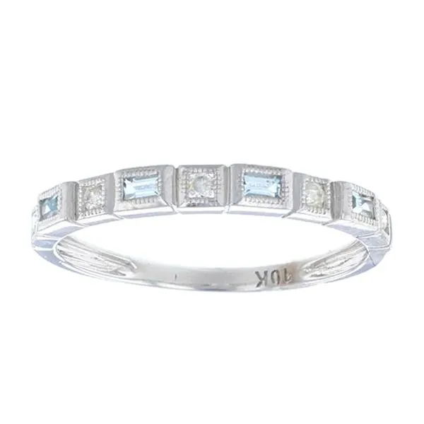 White 10 Karat Stackable Ring with Blue Topazs and Round Diamonds similar item image