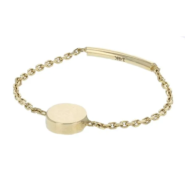Yellow 14 Karat Disc With Chain Stacking Ring