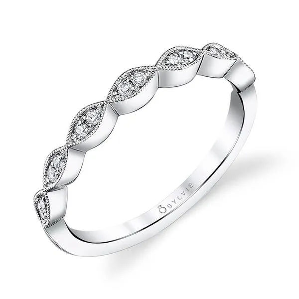 White 14 Karat Fancy Stackable Ring