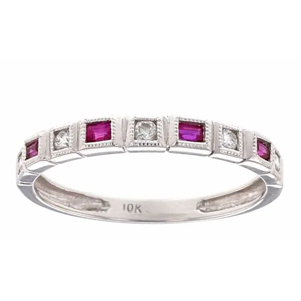 10K White Gold Stackable Ruby Ring