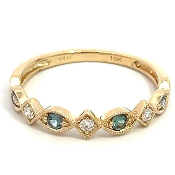 Created Alexandrite & Diamond Stacking Ring