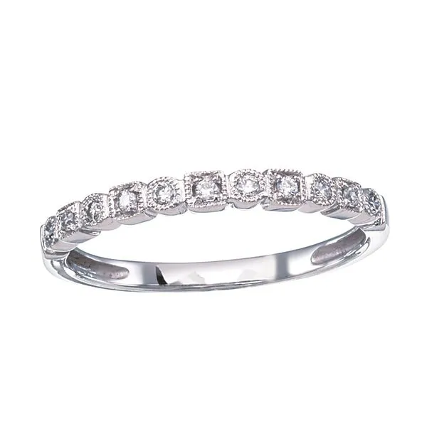10K White Gold & Diamond Stacking Ring Image 2 Miner's Den Jewelers Royal Oak, MI