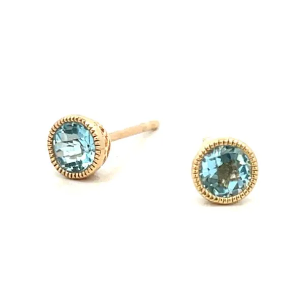 Blue Topaz Textured Bezel Earrings Miner's Den Jewelers Royal Oak, MI